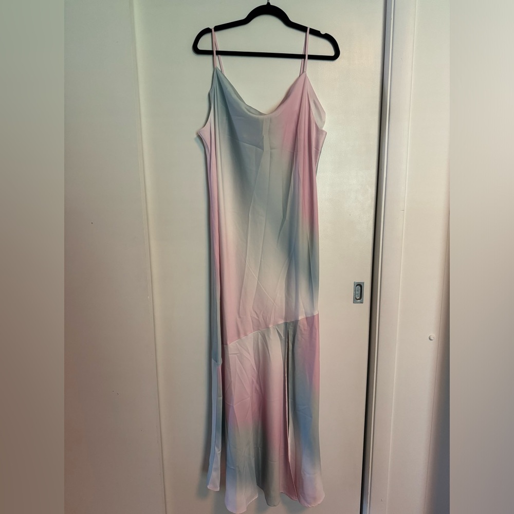 Eloquii Etherial Pink and Blue Pastel Maxi Slip Dress
